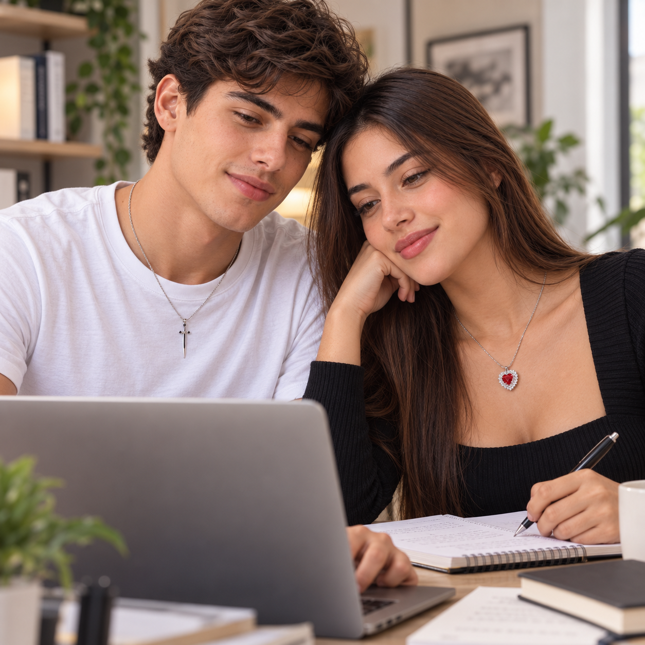 Pareja estudiando