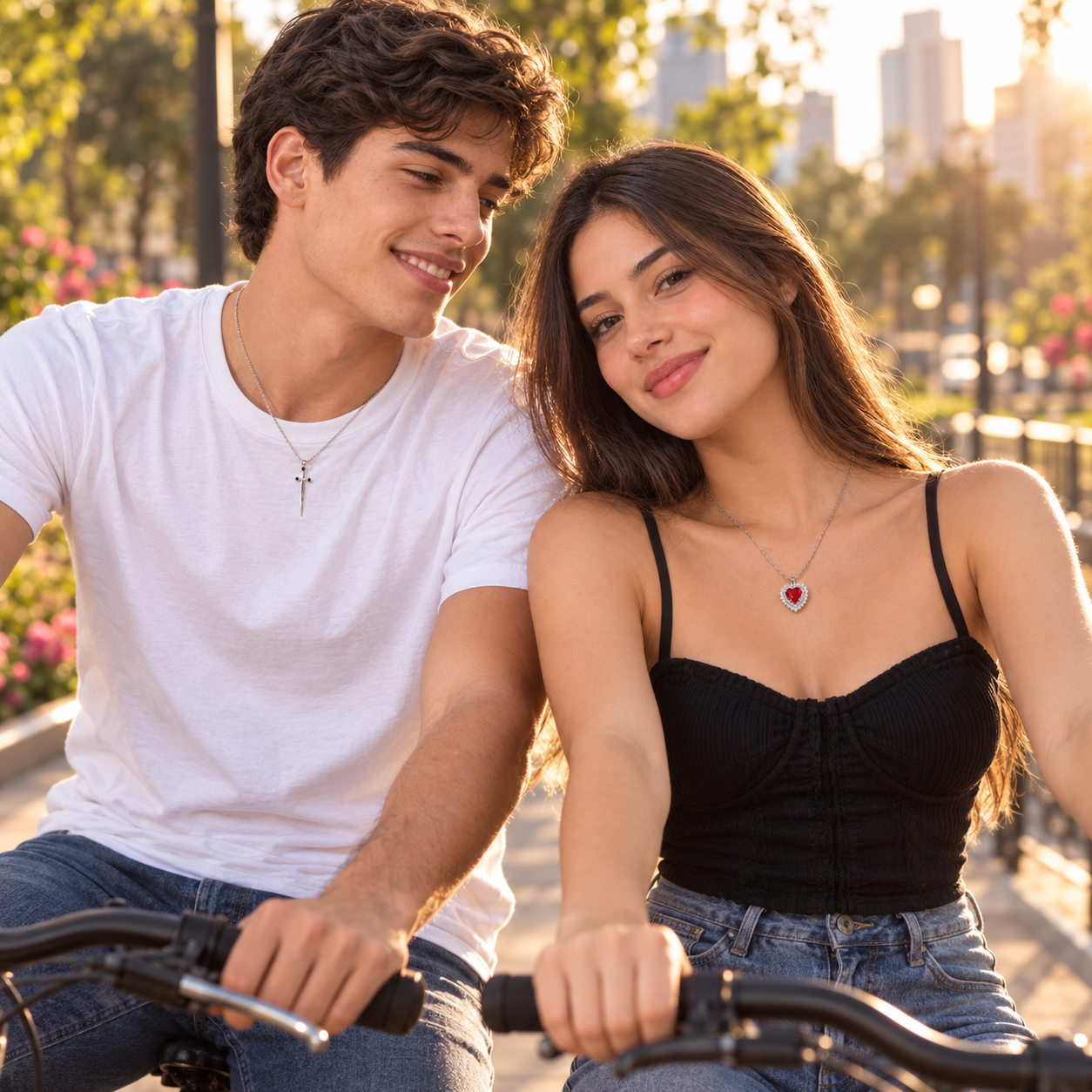 Pareja en bicicleta
